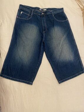 Dark Wash Denim Long Shorts